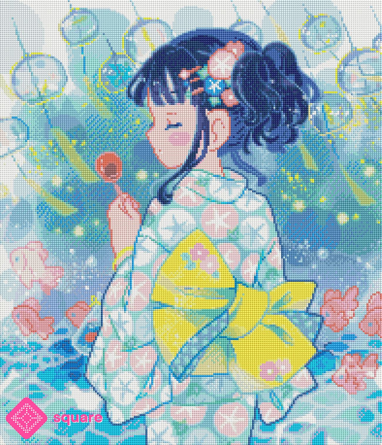 Vorschau eines Diamond Paintings von Hiroko mit japanischem Sommerfest, Laternen und Goldfischen in funkelnder Steinoptik