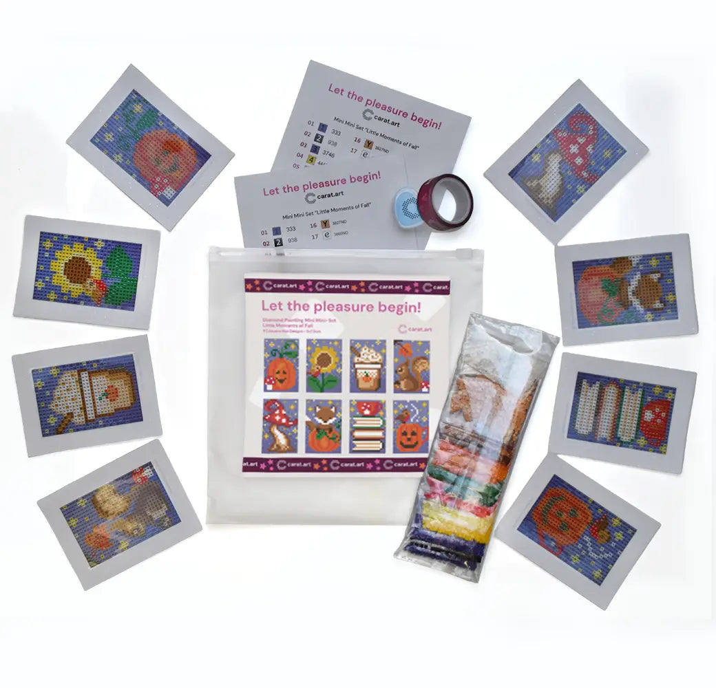 Diamond Painting Set mit extra kleinen und niedlichen Herbstmotiven