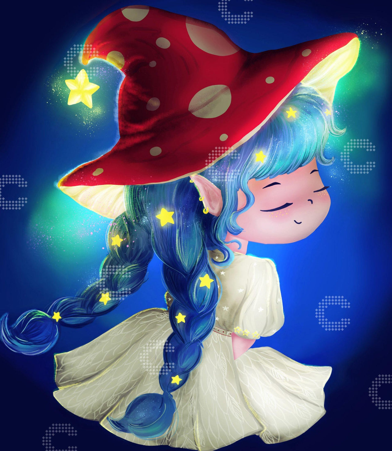Diamond Painting Mädchen mit Pilzen und herbstlicher Fantasy Stimmung