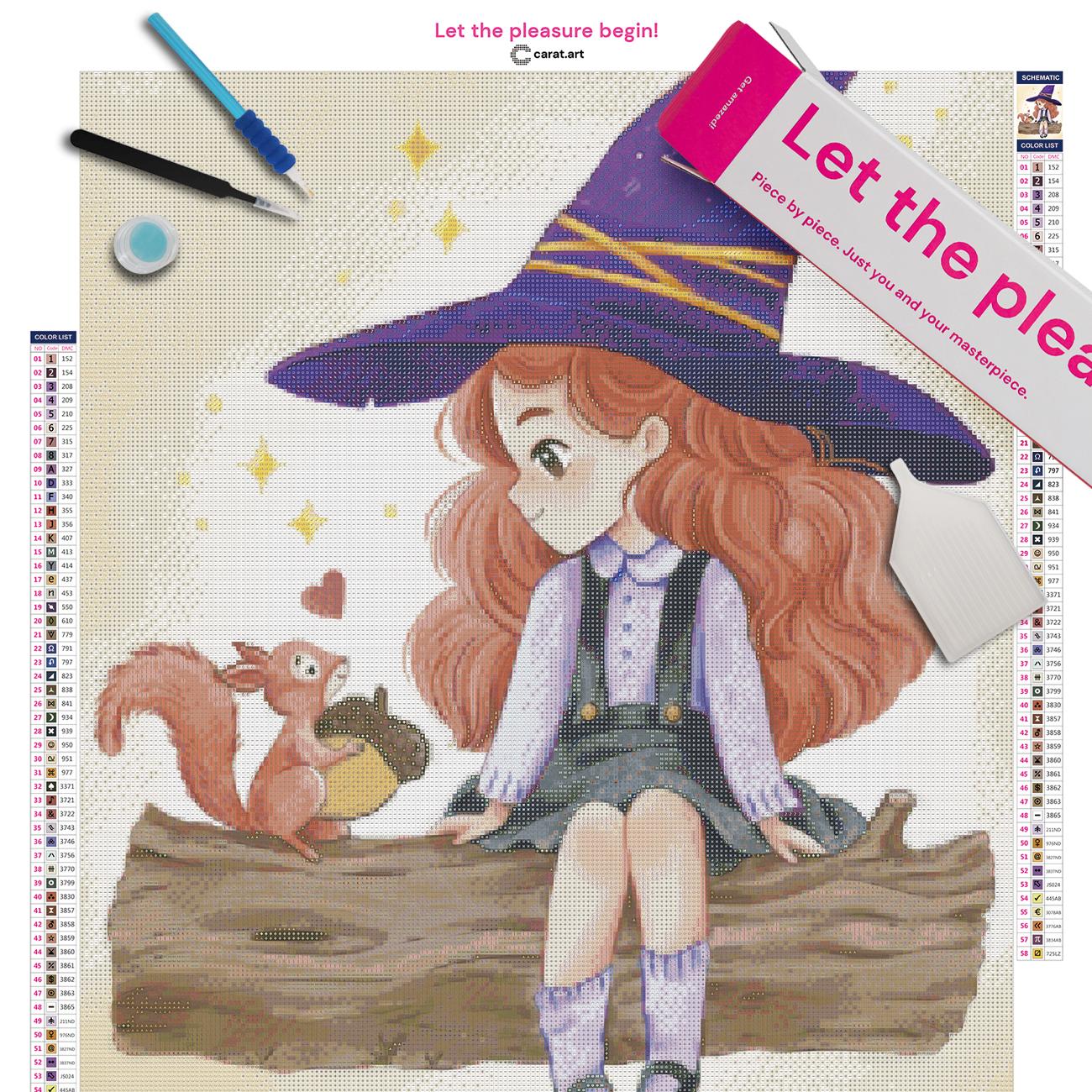 Diamond Painting - Fabiana Attanasio - Little witch with squirrel