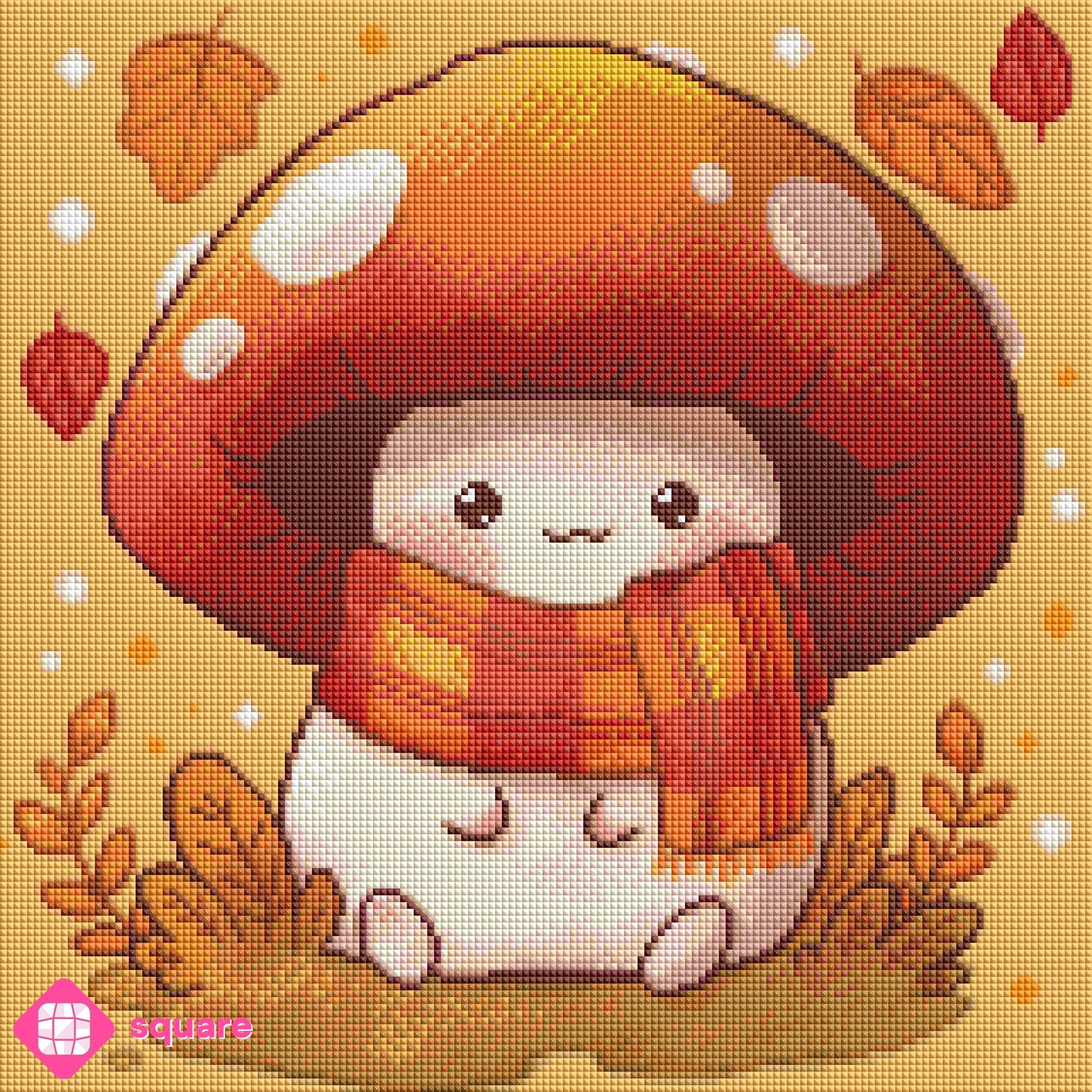 Diamond Painting Vorschau mit liebevoll gestaltetem Herbstmotiv