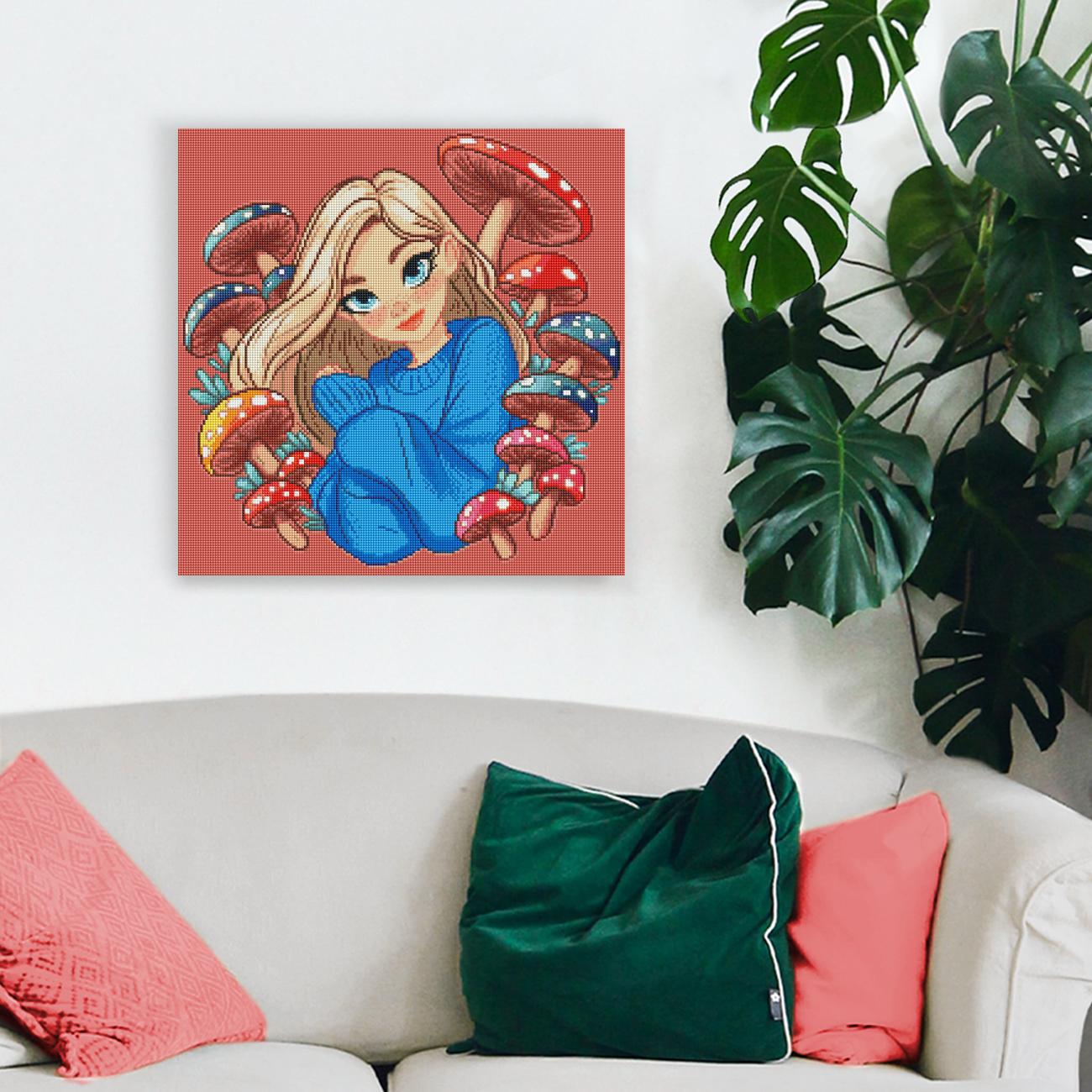 Diamond Painting Mushroom Girl als dekoratives Fantasy Wandbild