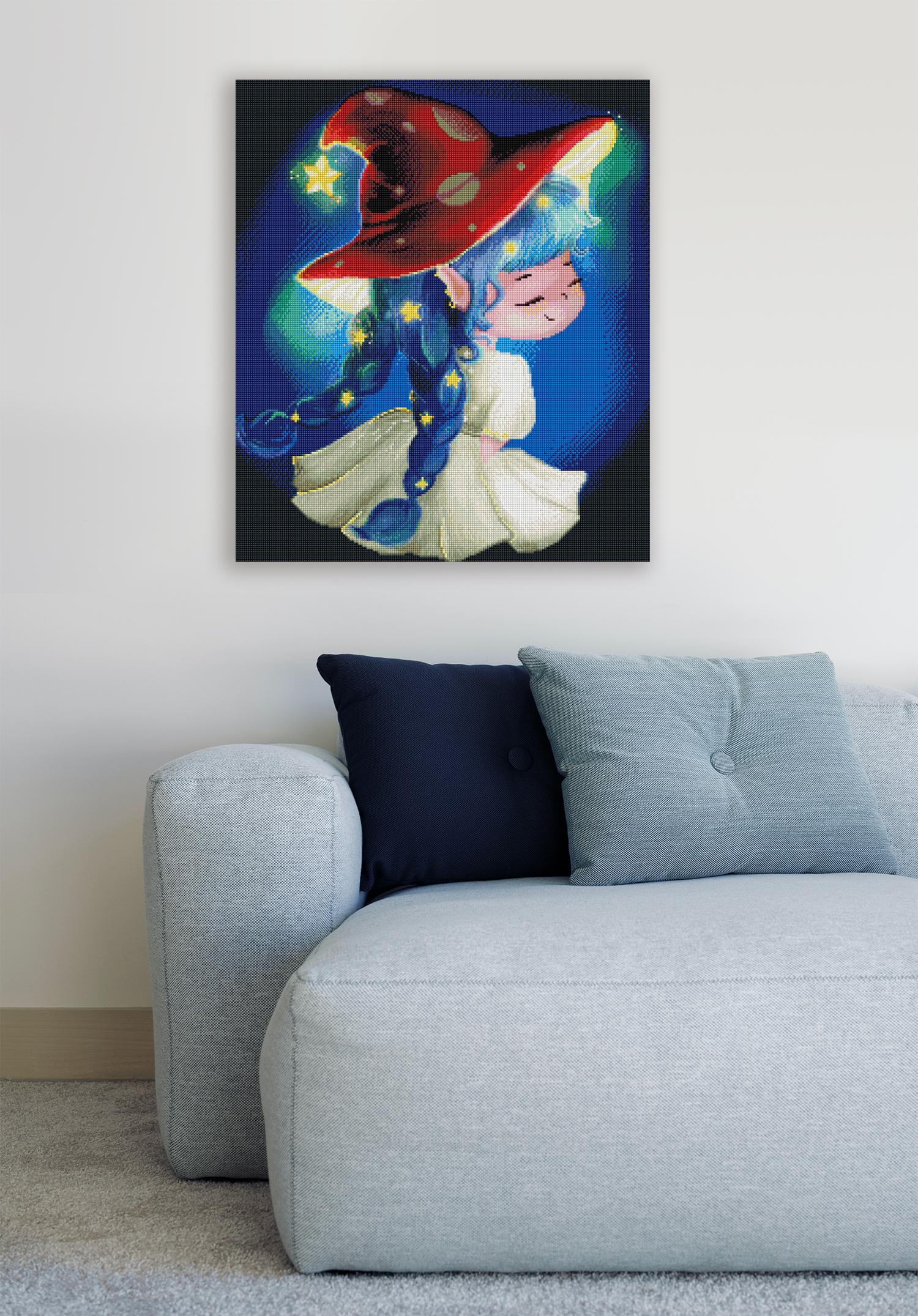 Diamond Painting Pilz Mädchen Motiv als dekoratives Wandbild