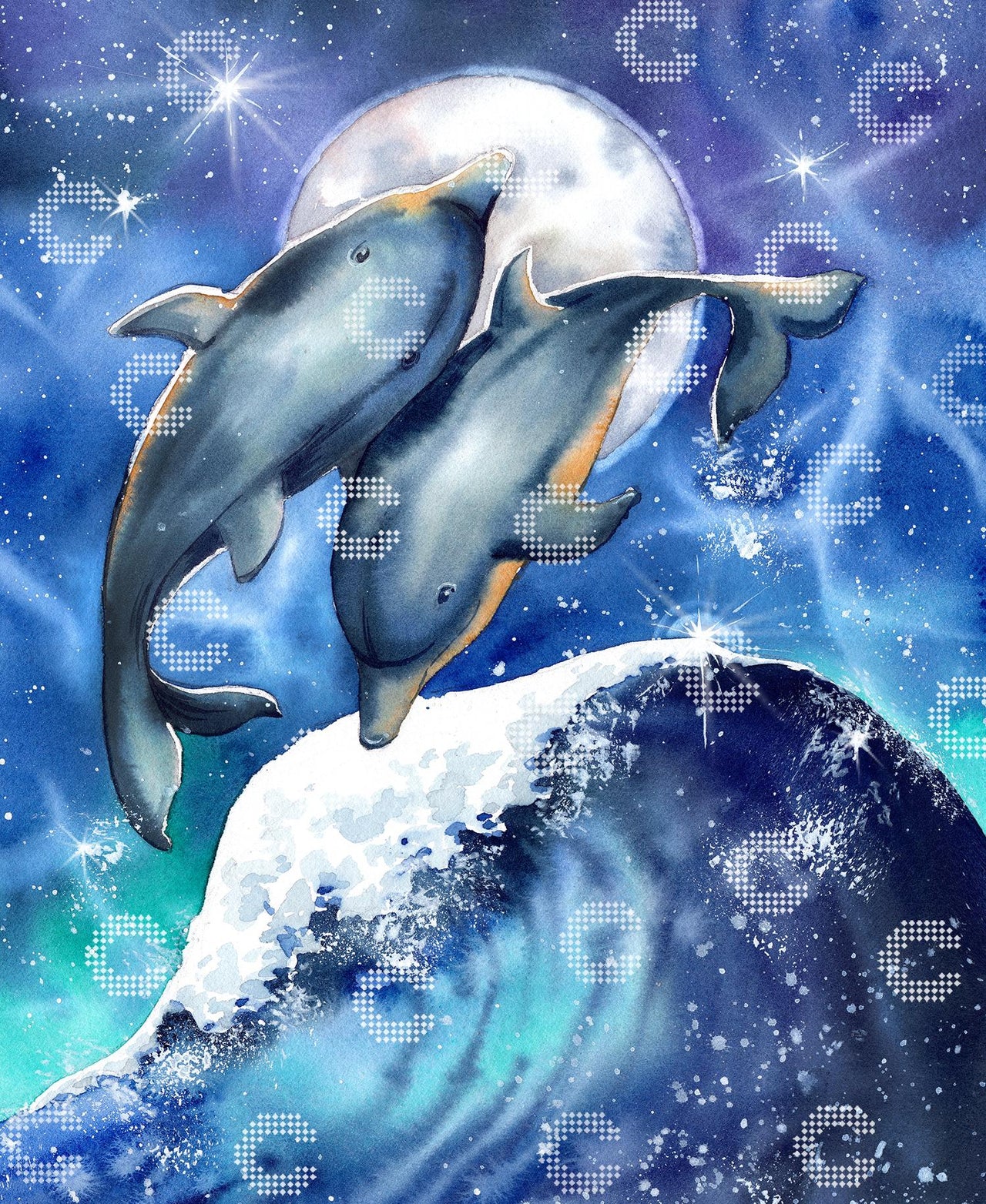 Diamond Painting - Anna Petunova - Night of the dolphins