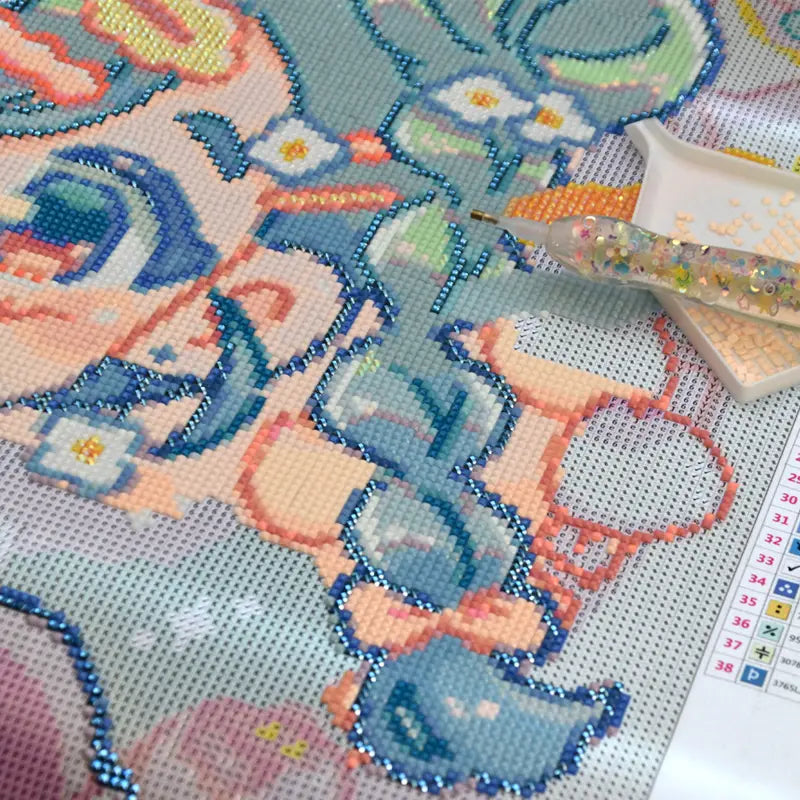 Carat Art Diamond Painting Leinwand, teilweise mit Steinchen und mit Diamond Painting Stift und Schiffchen