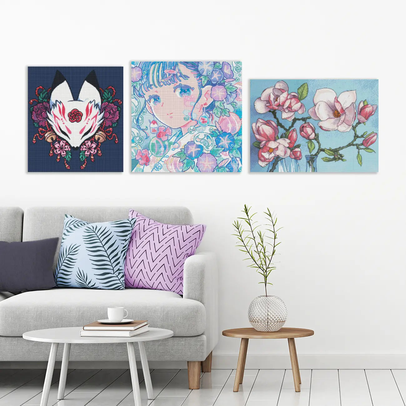 Diamond Paintings als Wanddeko im Wohnzimmer