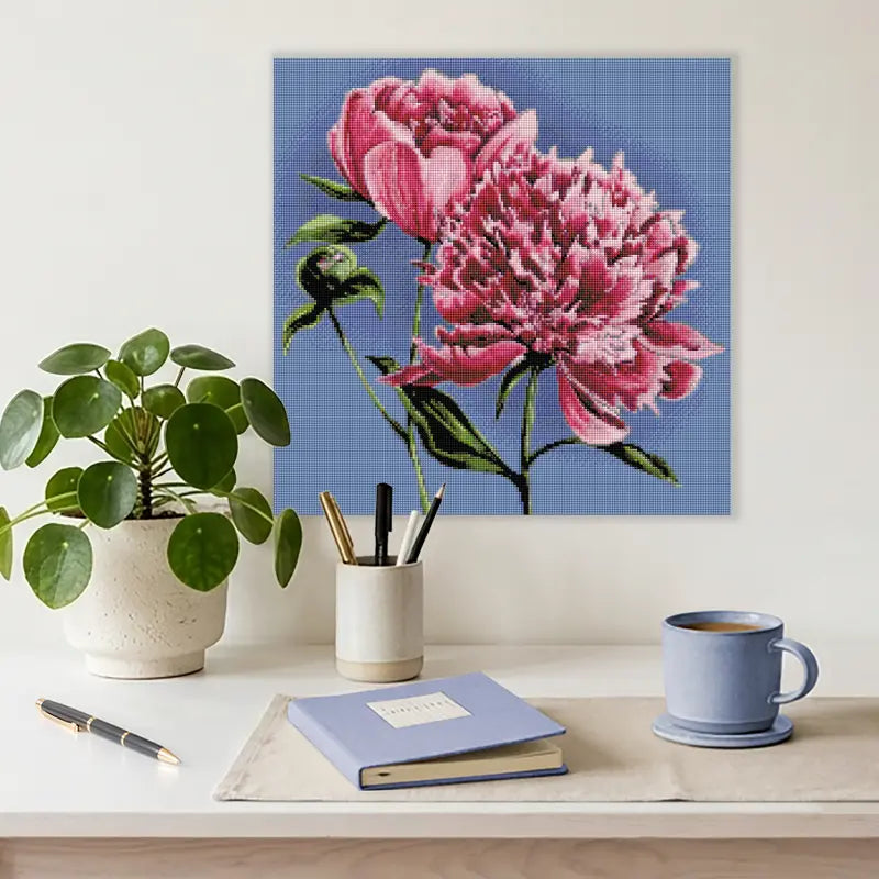 Diamond Painting mit Pfingstrosen Motiv als Deko für Zuhause