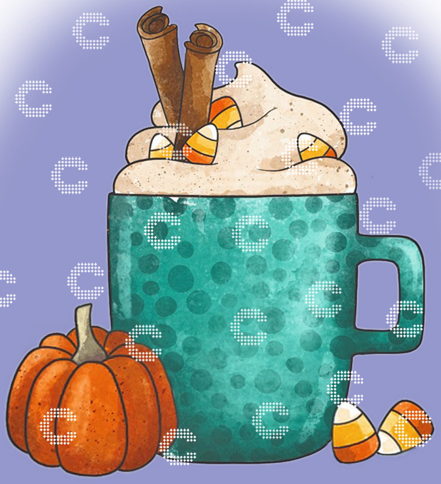 Diamond Painting Pumpkin Latte mit herbstlichen Details