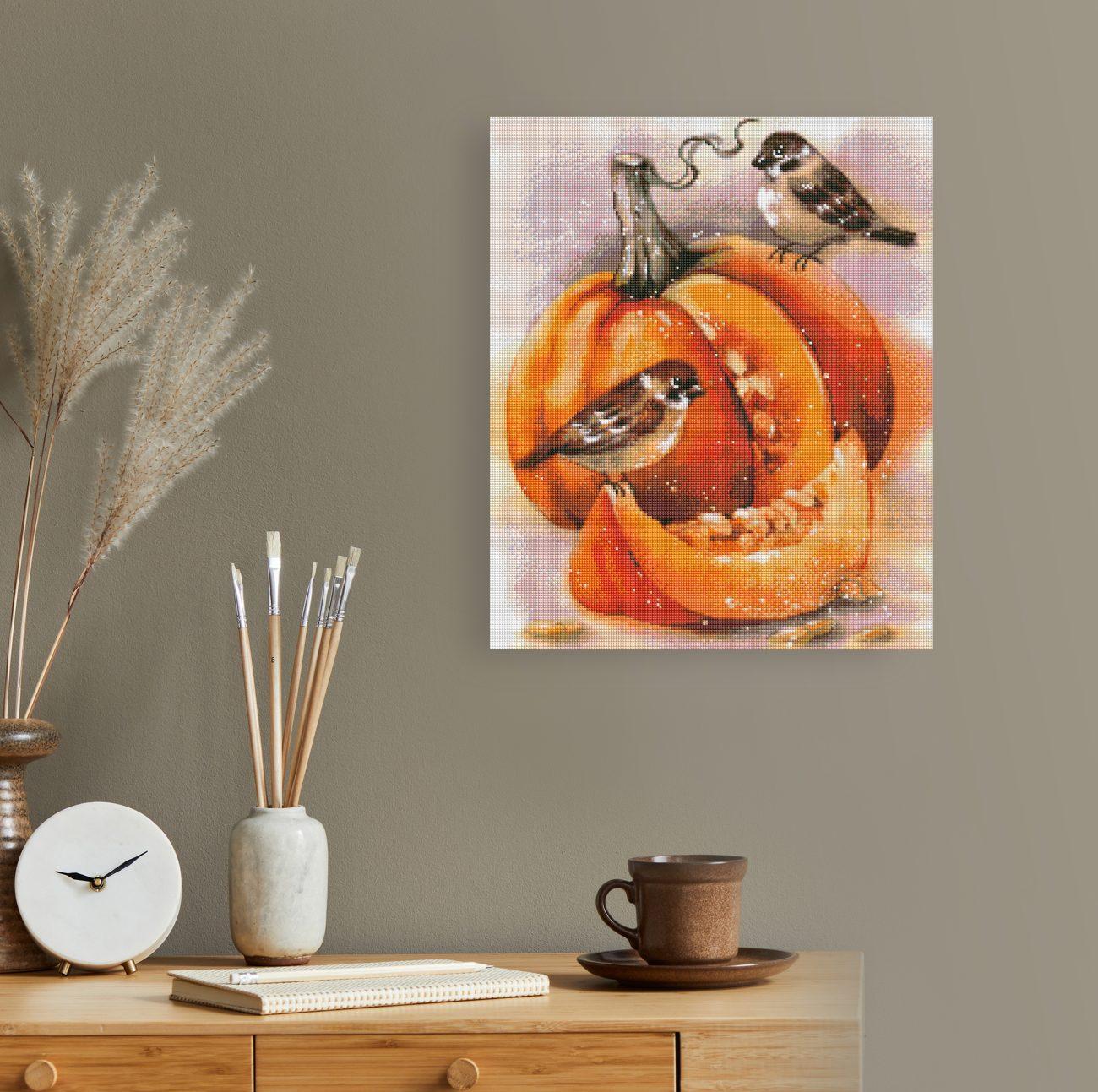 Diamond Painting - Anna Petunova - Pumpkin and sparrows