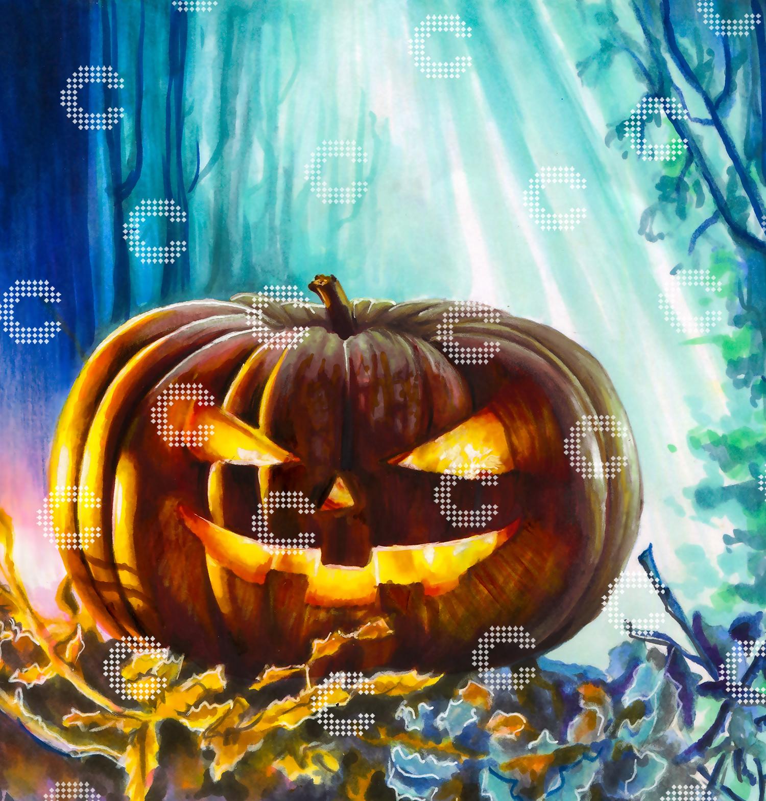 Diamond Painting Halloween Motiv mit gruseliger Herbststimmung