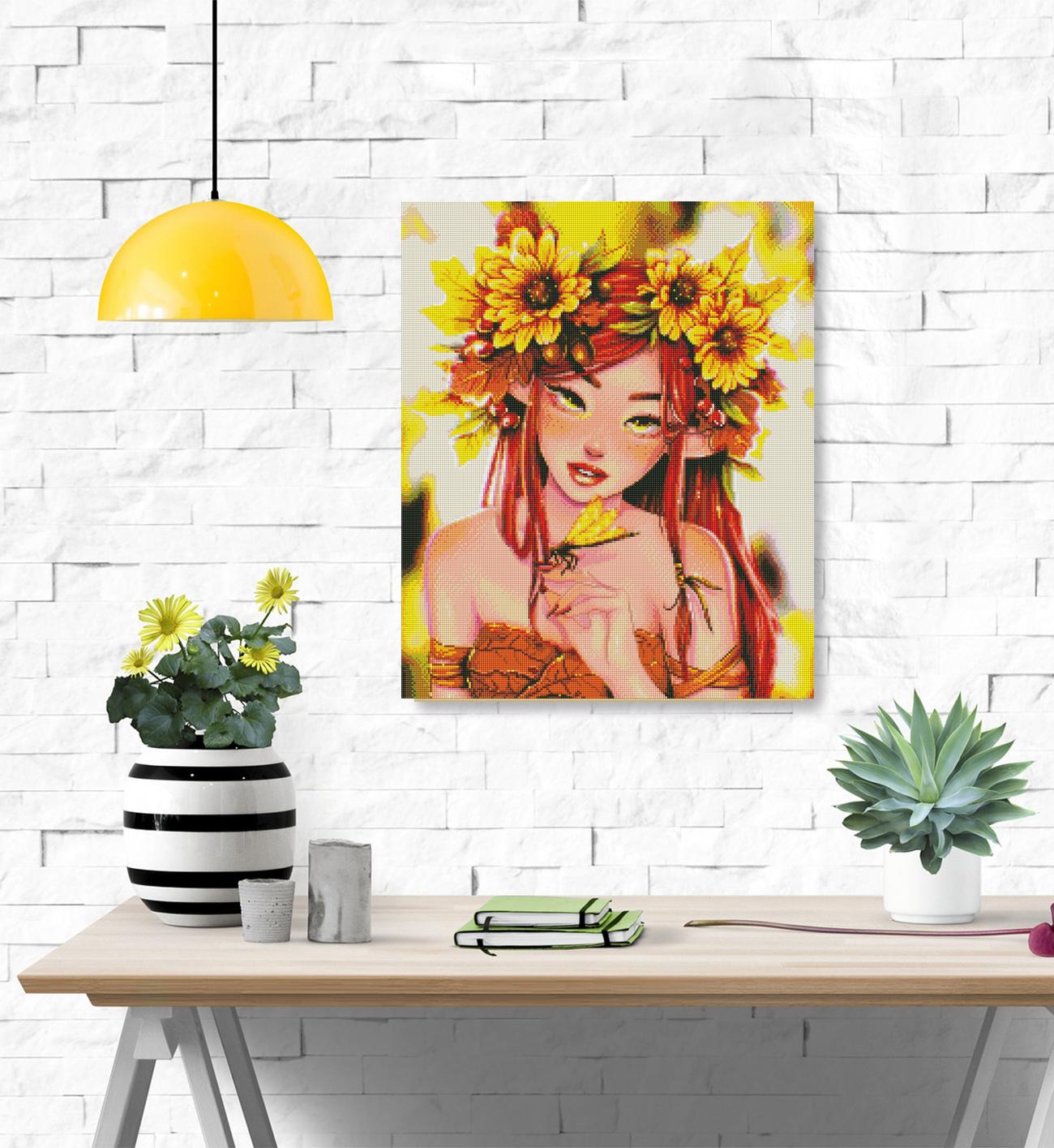 Diamond Painting Sonnenblumen Fee als stilvolle Herbstdekoration