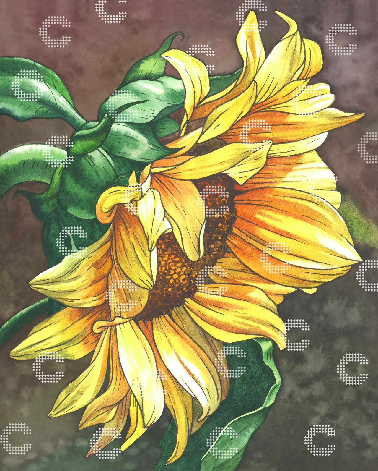 Diamond Painting Sonnenblumen Motiv mit warmen Herbstfarben